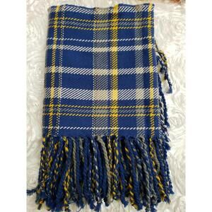 Halogen Plaid Blue  Fringed Men's Scarf One Size (B5)